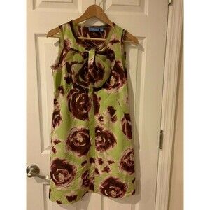 Simply Vera Wang Green Purple Floral Watercolor Shift Dress Size 4